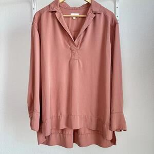 S Womens Lou & Grey Oversized Long Sleeve Shirt Blouse - Mauve